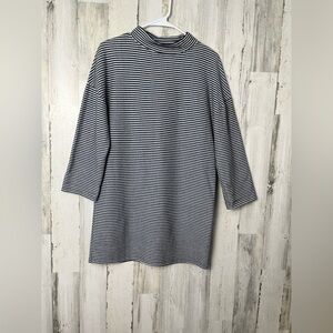 Zara Navy and White Striped Mini dress with 3’4” sleeves size small